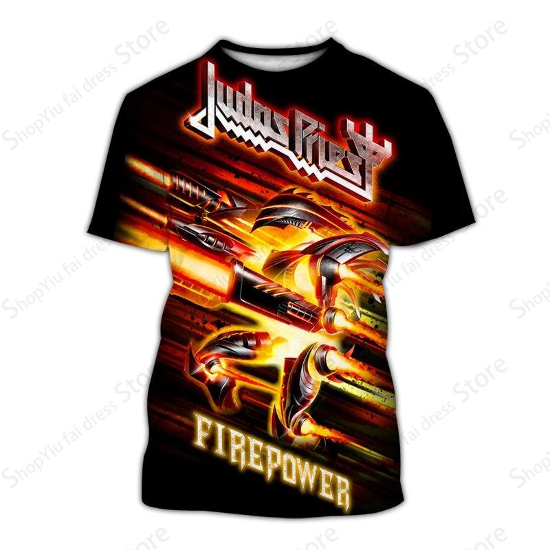 Т-shirt Хэви-метал Рок-группа Judas Priest 3D-печать Т-shirt Мужчины Женщины Модные Т-shirts Детские Топы с коротким рукавом Футболки Мужская Одежда