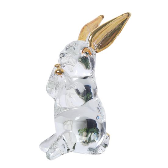 Стеклянная фигурка кролика, прозрачное украшение в виде кролика с окрашенными ушами, коллекционное центральное украшение в виде кролика для стола, весеннее пасхальное украшение