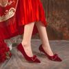 Модные сексуальные женские туфли-лодочки на высоком каблуке, красные свадебные туфли-шпильки, дизайнерские туфли для невесты, женские босоножки с жемчугом, с острым носком, роскошные женские туфли на каблуках