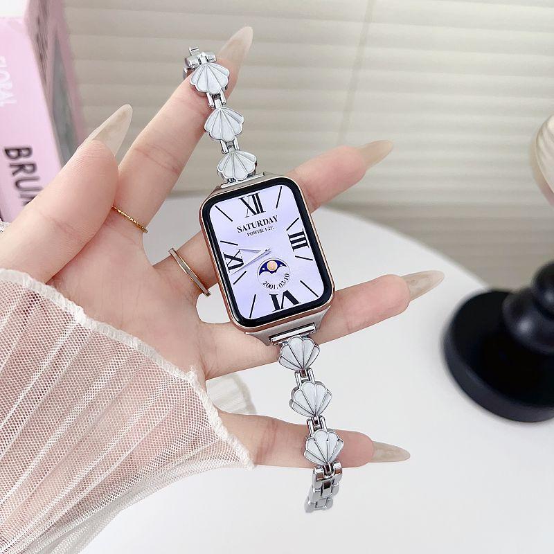Металлический ремешок для часов с ракушкой для Huawei Fit 3 4 Pro Браслет Тонкий Элегантный ремешок на запястье для Huawei Watch 10 9 8 Женский Correa
