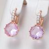 Блестящие розовые серьги-капли с натуральным цирконом для невесты для женщин, модные, цвета розового золота, высокое качество, повседневные изящные украшения
