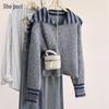Women's Lamb Wool Blend Striped Knitted Cardigan