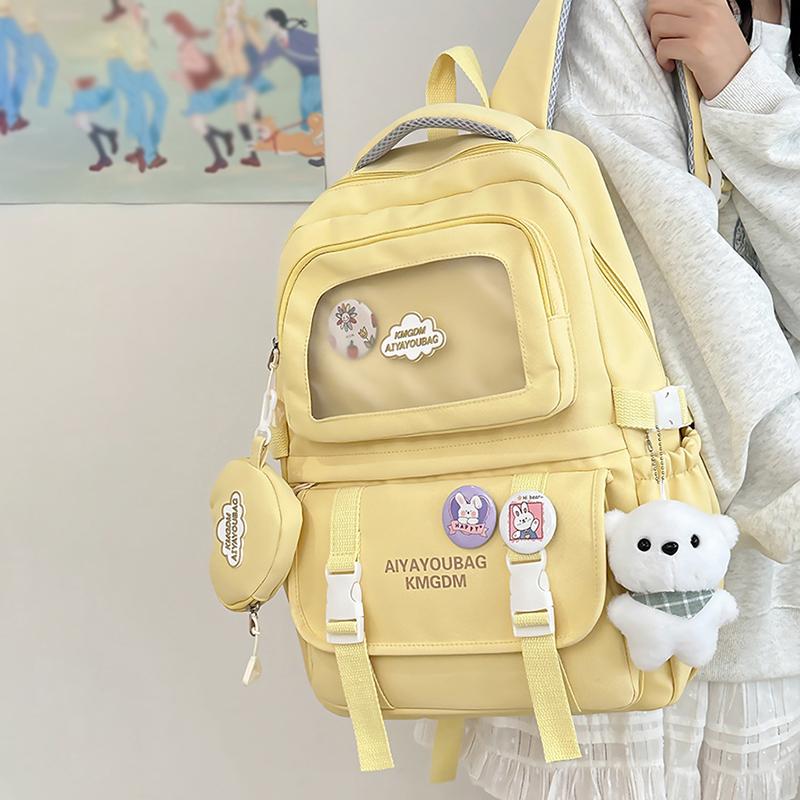 Новый рюкзак Dopamine Girl большой вместимости, многослойный, для студентов, облегчающий нагрузку, школьный рюкзак, кампусный стиль, простой однотонный рюкзак