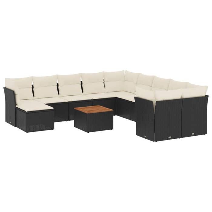 VidaXL Salon de Jardin avec Coussins 12 pcs, Canapés de Terrasse, Ensemble de Meubles de Patio, Mobilier d'Extérieur, Noir 3223977