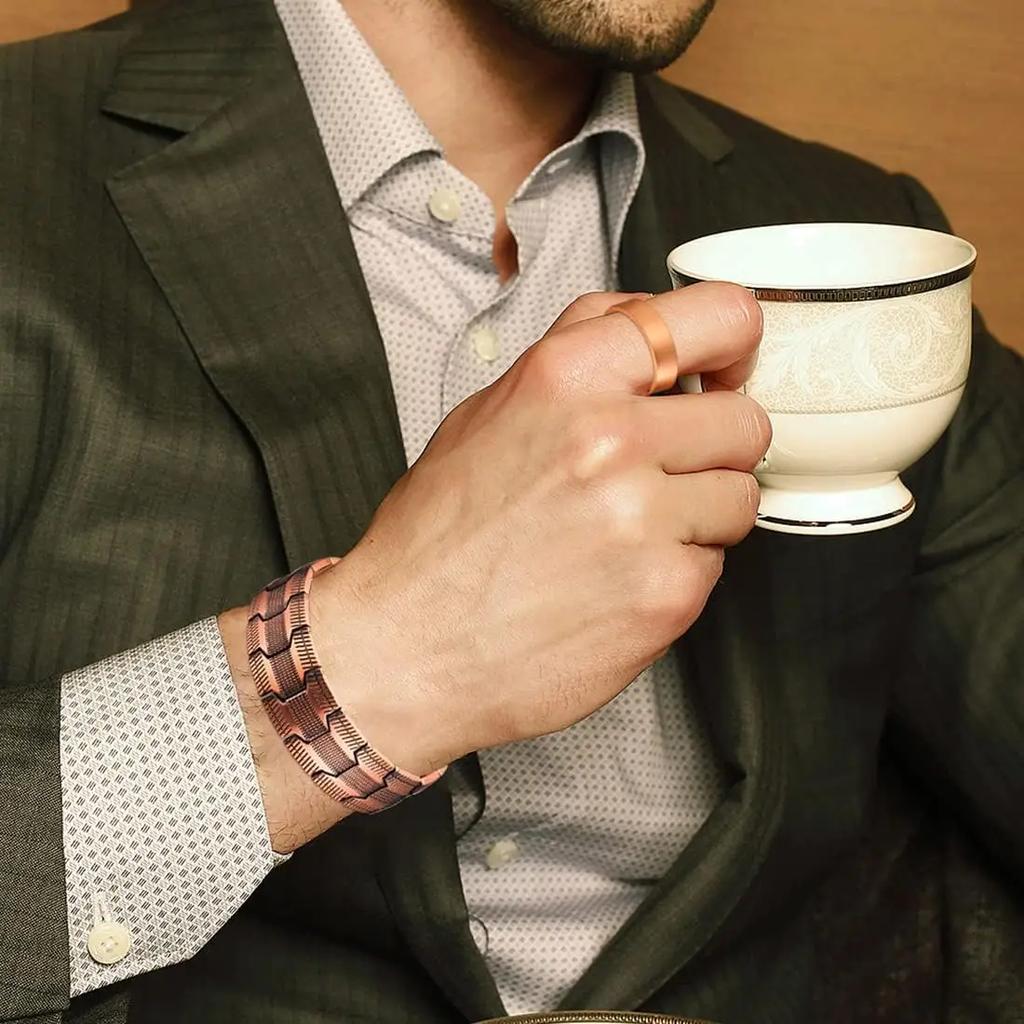 Pure Copper Bracelet for Men Vintage Magnetic Bracelets Wristband Adjustable Jewelry Gift