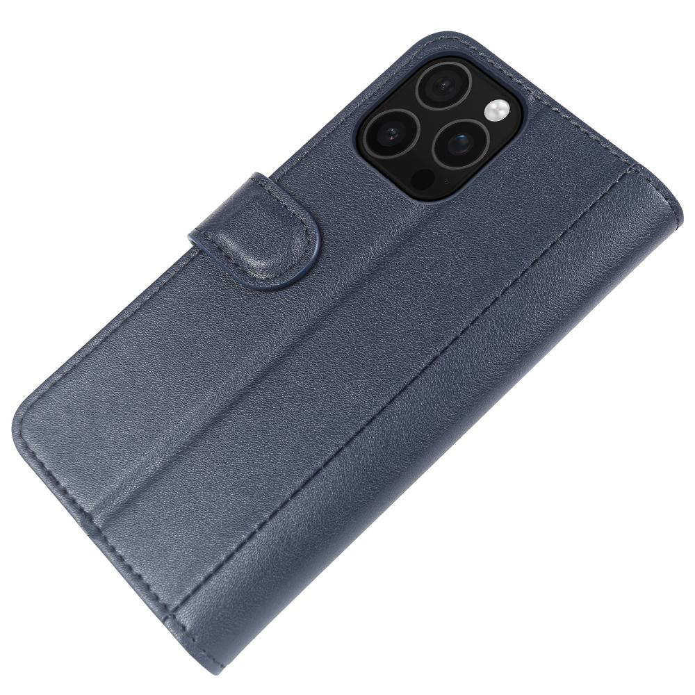 For iPhone 16 Pro Phone Cases Genuine Split Leather Wallet Mobile Cover Stand