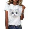 3D Cat Cartoon Couple Trendy Brand Женская футболка с коротким рукавом