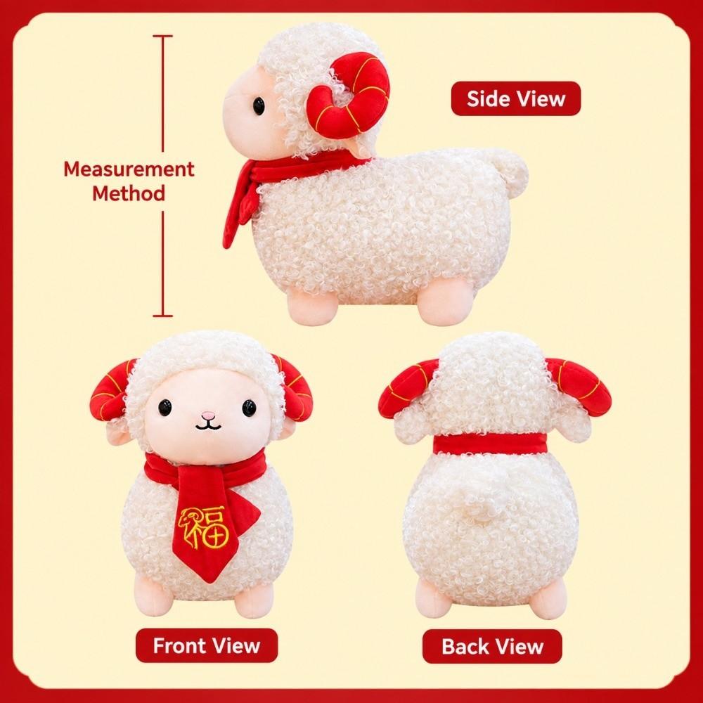 Curly-haired Lamb Stuffed Animal Soft New Year Sheep Doll Sheep Year Plush Doll Holiday Decoration