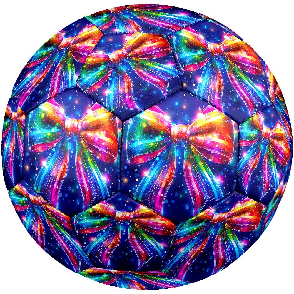 1pc Rainbow Bow Tie Theme Soccer Ball Football, Size 5, Lightweight PVC, Outdoor Training Soccer Ball,Gift j61463