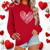Женский повседневный пуловер с круглым вырезом и длинным рукавом с принтом ко Дню святого Валентина