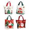 Christmas Canvas Tote Bag Reusable Grocery Shopping Bag Winter Holiday Gift Goodie Bag for Gifts Wrapping Storage