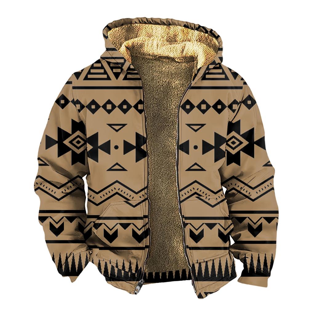 Мужская зимняя флисовая толстовка с капюшоном на молнии с накладным карманом, повседневная куртка