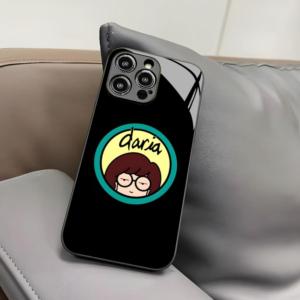Аниме чехол D-Daria для iPhone 17 Air 16 15 14 12 11 13 Pro Max Mini X Xr Xs Puls Черный стеклянный чехол