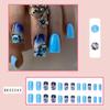 24pcs False Nails Blue Gradient Design Fake Nails Art Full Coverage Waterproof Removable Artificial Press On Nails