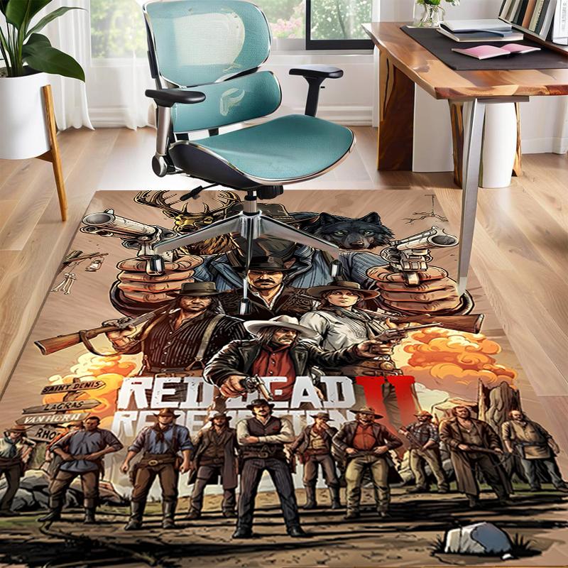 Red Dead Redemption Design Area Rug - Non-Slip, Soft & Cozy Floor Mat for Living Room, Bedroom, Office - Indoor/Outdoor Decorative Carpet