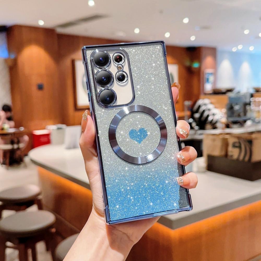 Love Gradient Glitter Case For Samsung Galaxy S21 S22 S23 S24 FE S25 Ultra Plus S20 FE S25 Edge Cover Magnetic Plating Sleeve