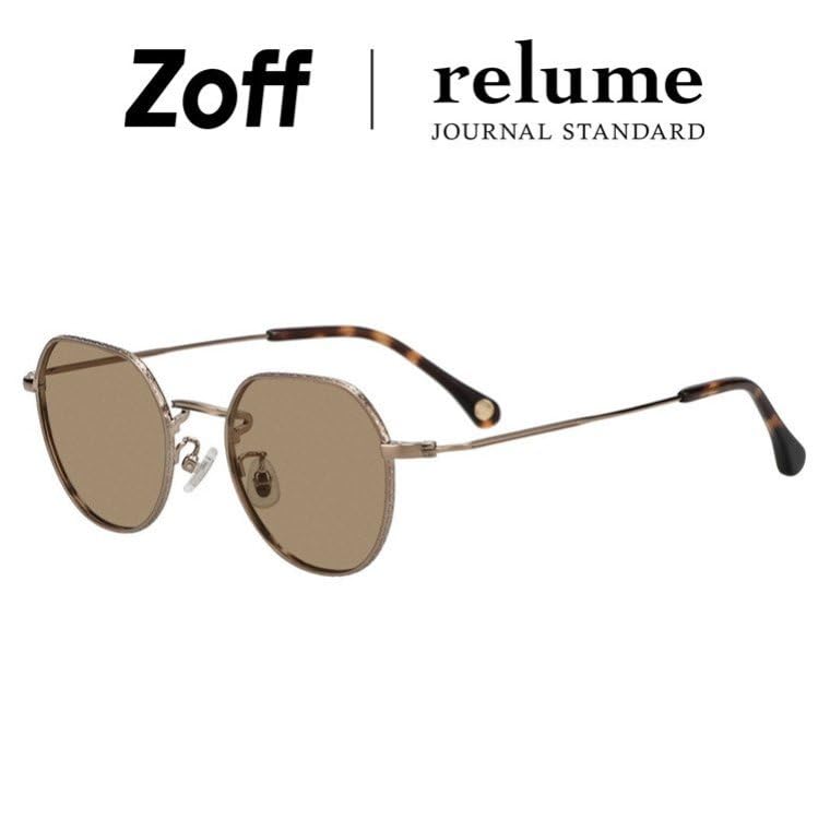 Zoff JOURNAL STANDARD relume Sunglasses Metal Frame Colored Lenses Stylish UV Protection Unisex for Men and Women Boston-Style (Brown,