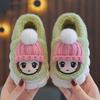 Cartoon Cotton Plush Baby Slippers with Heels - Warm, Non-Slip for Boys and Girls