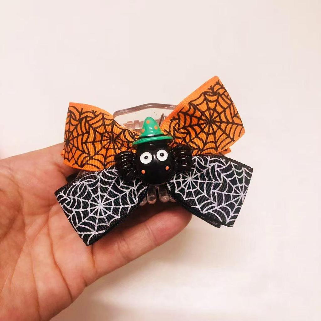 Halloween Spiderweb Ghost Hair Clip - Kids' Grosgrain Satin Ribbon Accessory
