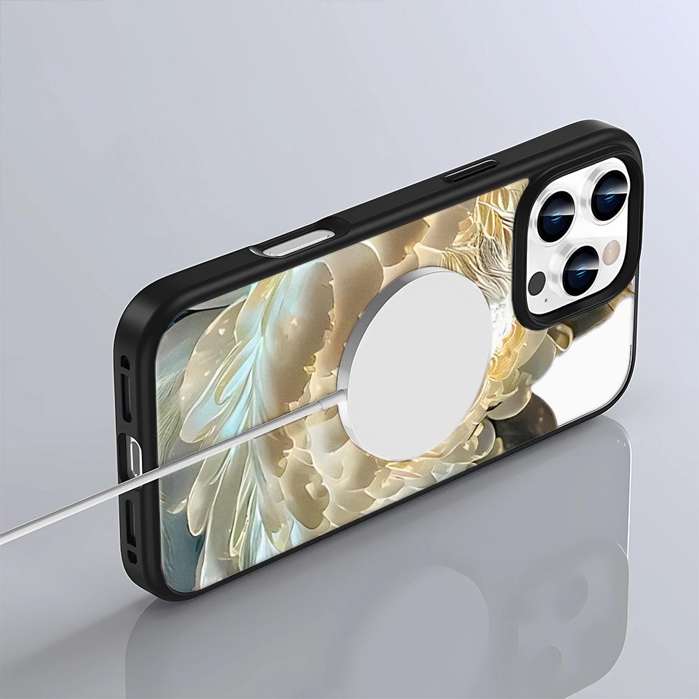 Магнитный чехол для беспроводной зарядки Magsafe для iPhone 17 16 15 14 13 12 11 Pro Max Красивый цветок лотоса Чехол