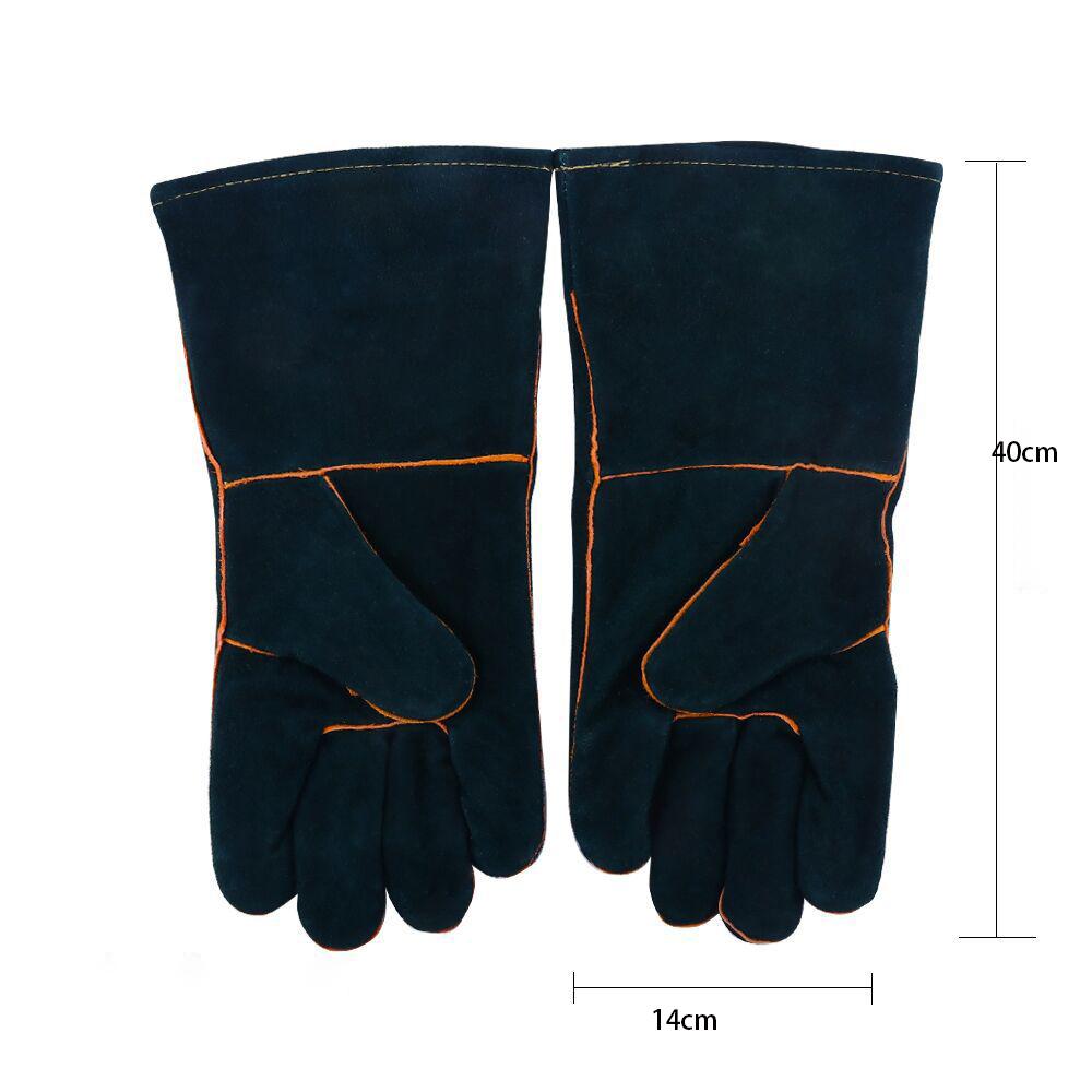 Длинные Толстые Зеленые Кожаные Перчатки от Укусов и Царапин Защитные Перчатки для Работы с Собаками, Кошками, Рептилиями