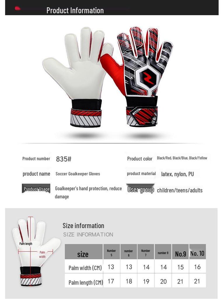 Anti-Collision Latex Goalkeeper Gloves for Youth and Adults - Hand Protection for Football