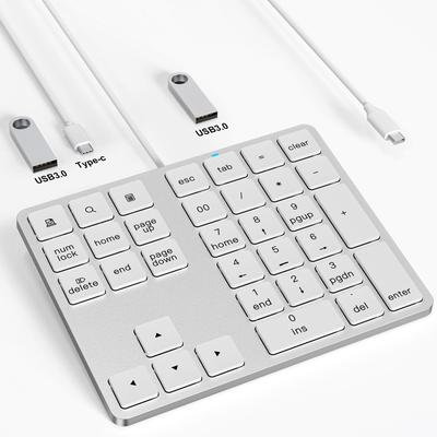 Проводная тонкая цифровая клавиатура на 34 клавиши для Mac с клавишей Tab, цифровая клавиатура пантограф, мини-клавиатура с хабом, оснащенная 2 USB-портами и 1 USB