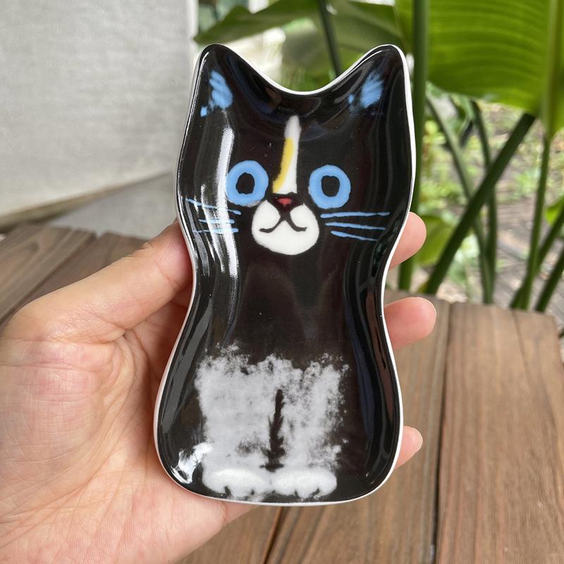 1PC Cat Ceramics Dish Kitchen Spoon Holder Home Cat Sauces Dishes Restauarant Seasoning Plate Japanese Cute
