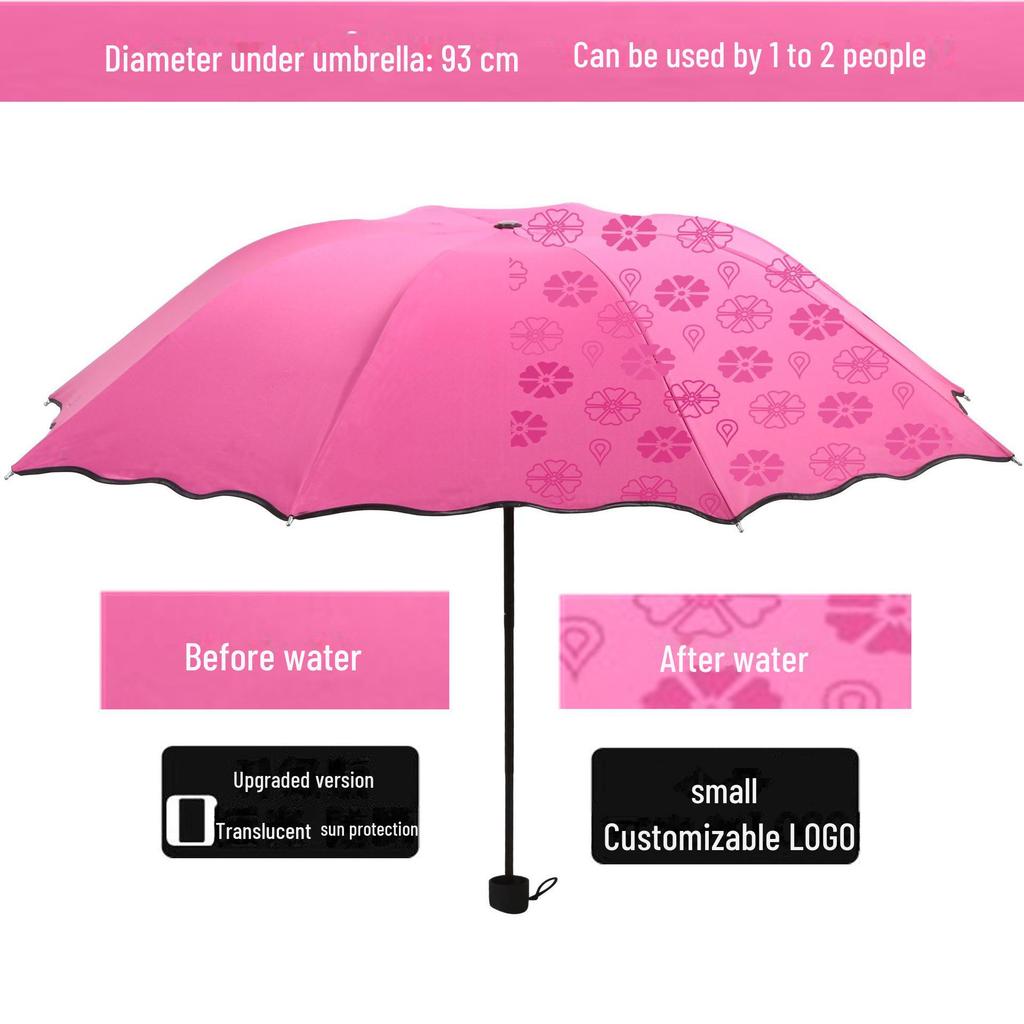 UV Protective Black Folding Sun Umbrella - Anti-Ultraviolet Women's Sunshade with Custom Logo