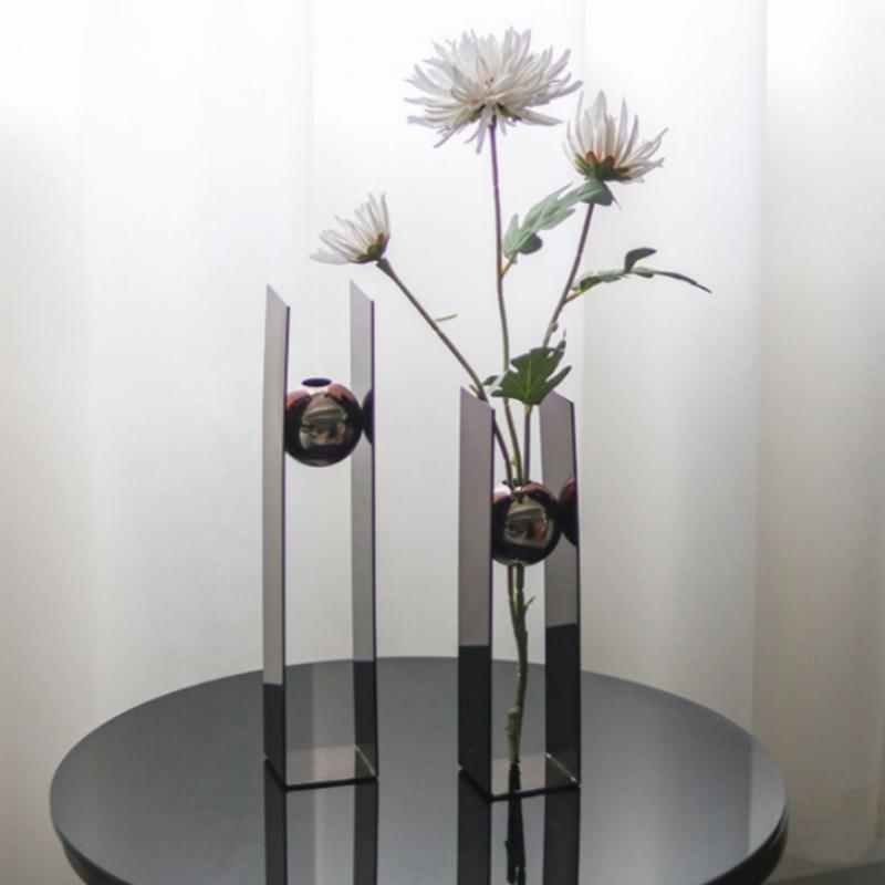 Металлические поделки Серебряный шар Геометрическая цветочная композиция Круглая ваза для цветов Квадратная коробка Искусство Круглые вазы с бусинами Домашний декор