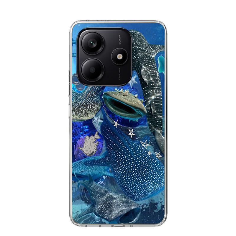 Чехол для телефона Ocean Whale Shark для Xiaomi Redmi Note 15 14 13 12S 12 Pro Plus 11S 11E 11 11T 10S 10 Арт Мягкий Чехол с Рисунком Redmi N