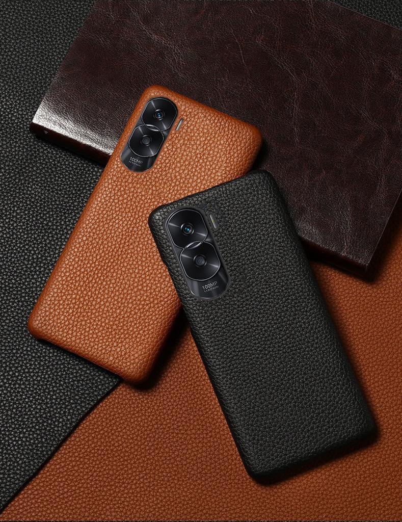 Защитный чехол из натуральной кожи для Honor X20/X20SE/X10Max с узором под коровью кожу личи.