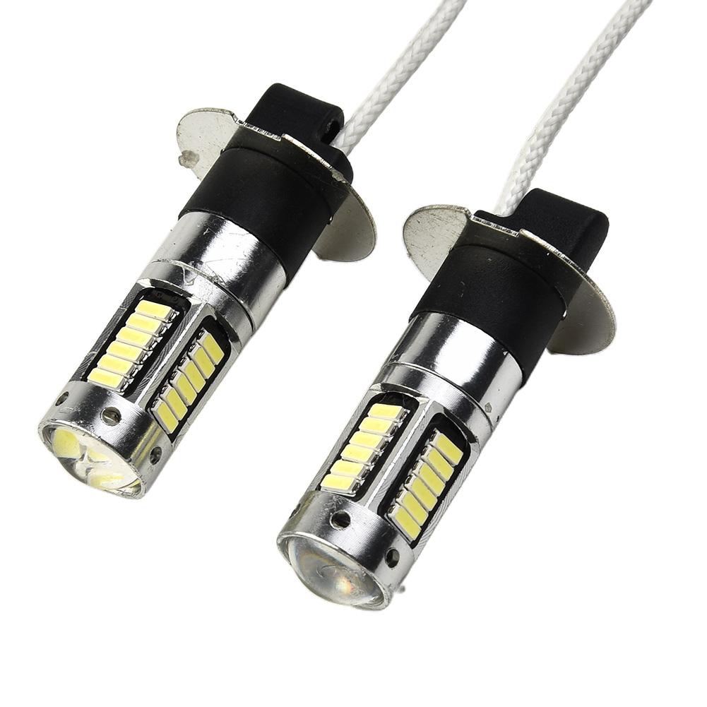 2pcs Car H3 LED Fog Lights High Power Lamps Daytime Running Light Bulbs Super Bright Canbus 6000K White Lamp Bulbs 7