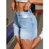 Women Summer Street Denim Shorts High Waist Ripped Hole Stretch Jean Short Pants