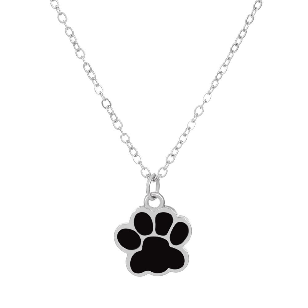 Ins Niche Design Cute Sweetheart Cat Claw Necklace Collarbone Chain Internet Celebrity Drip Oil Alloy Animal Footprint Pendant