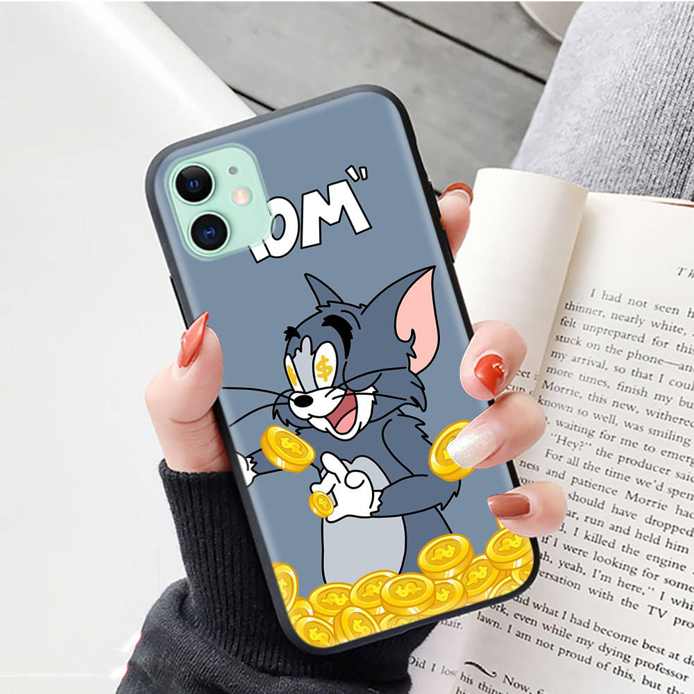 Черный чехол для Xiaomi Poco X6 X4 M5 M6 F5 F6 C65 C55 C50 C51 C40 Pro Redmi 14C A3X 13C 12C 11T 10A 9C Note 7 6 8A Plus C-43 милый кот Том Джерри мышь
