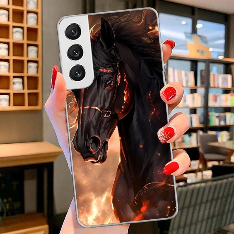Animal Black Horse Cover Phone Case For Samsung Galaxy S26 S25 Edge S24 Ultra S23 S22 Plus S21 S20 FE Soft Fundas Shell Galaxy S