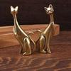 Brass Long Neck Cat Ornament Chinese Retro Handicraft Small Copper Abstract Ornament Figurines Bedroom Desktop Ring Storage Rack