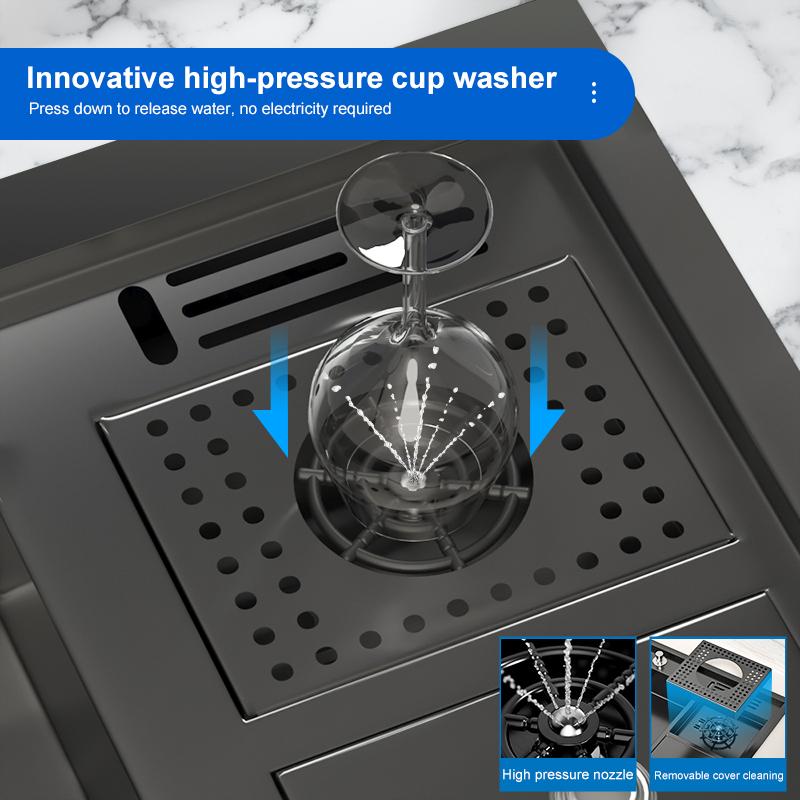 Кухонная мойка Nano Step из нержавеющей стали, стиральная машина для чашек, большая многофункциональная раковина с одним слотом и мусорным баком для кухни