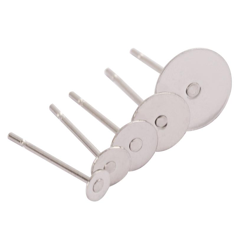 100pcs/lot Stainless Steel Blank Post Earring Studs Pins Steel Flat Round Tray Base for Earring Jewelry Findings Supplies DIY