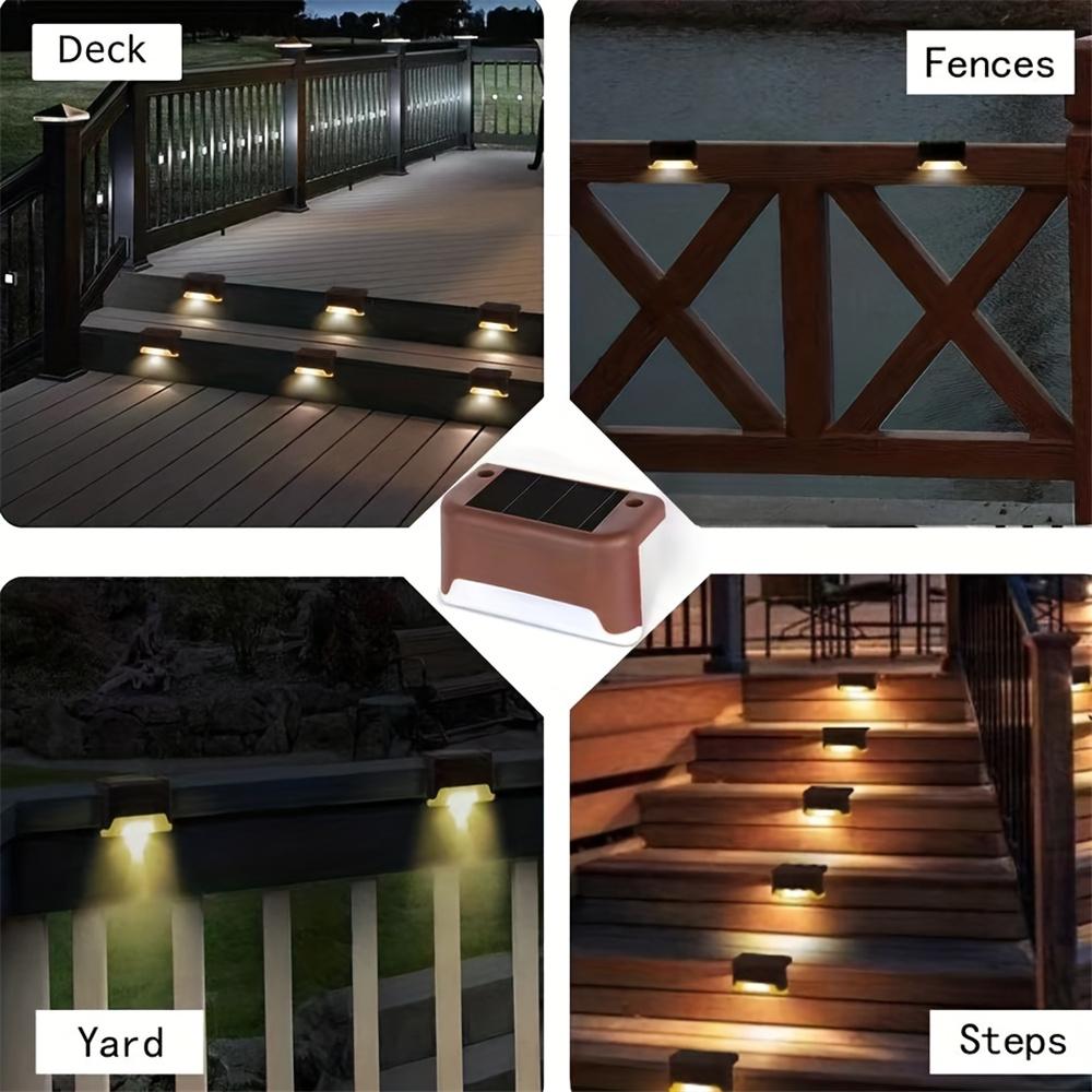 4pc Solar Step Stair Light Garden Outdoor Waterproof Stair Light Yard Fence Railing Patio Garden Decoration Solar Deck Light