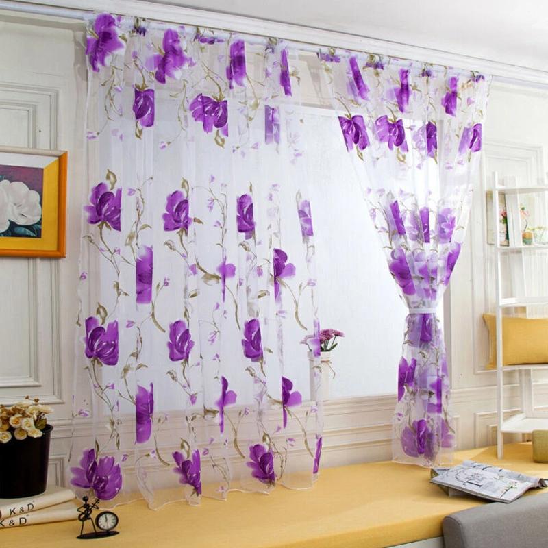 1 шт. Цветочный верх с кулиской 100X200СМ с люверсами кухонный домашний декор вуалевые шторы для окна спальни