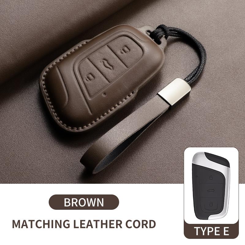 Leather Car Key Case Cover Shell Fob For Chery Eq1 Little Ant Car Remote Smart Keychain Holder Decorative Protecter Accessories
