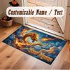 Dragon Theme Crystal Velvet Floor Rug Personalized Custom Name Text Warm Carpet Home Decoration