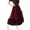 Женская юбка с высокой эластичной талией, нерегулярные оборки, соответствующий цвету, лоскутное шитье, трапециевидной формы в стиле ретро, ​​средневековый готический стиль Виктории, длина до щиколотки, юбка для сценического шоу