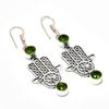 Peridot Gemstone Handmade 925 Silver Plated Jewelry Earring 2.08"