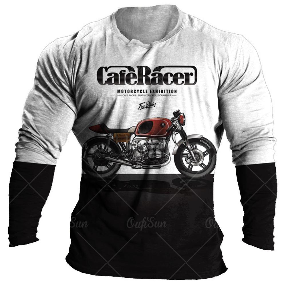 Винтажная мужская футболка с длинным рукавом 3D ретро мотоциклетные большие футболки для толстовки байкерская гоночная футболка мужская одежда