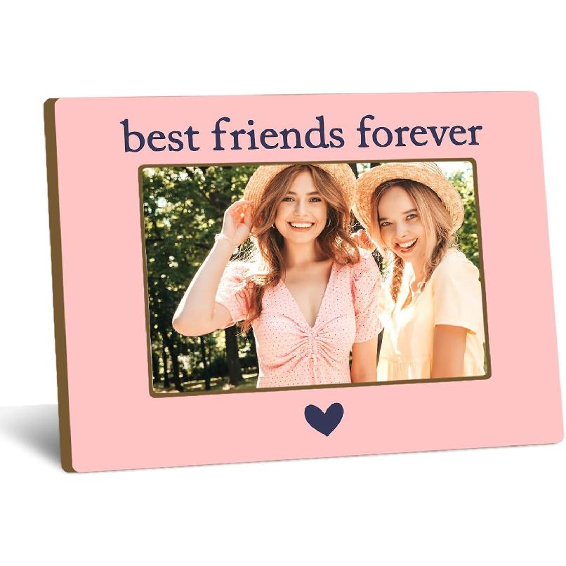 Best Friend Picture Frame, BFF & Friends Forever Gifts, Photo Frame with Wooden Stand, Home Office Table Top Display Decorations 4x6 inch