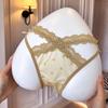 Comfortable Low Waist Lace Briefs Hollow Mesh Bow Lace Panties Transparent Cotton Crotch Satin Silk Briefs Lady