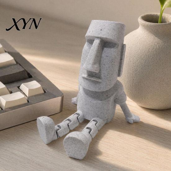Креативная настольная скульптура, 3D-печатная статуя Моаи, Фигурка действия, Подвижные суставы, Артикулированная, Игрушка-декор с острова Пасхи, Каменная скульптура, Мини